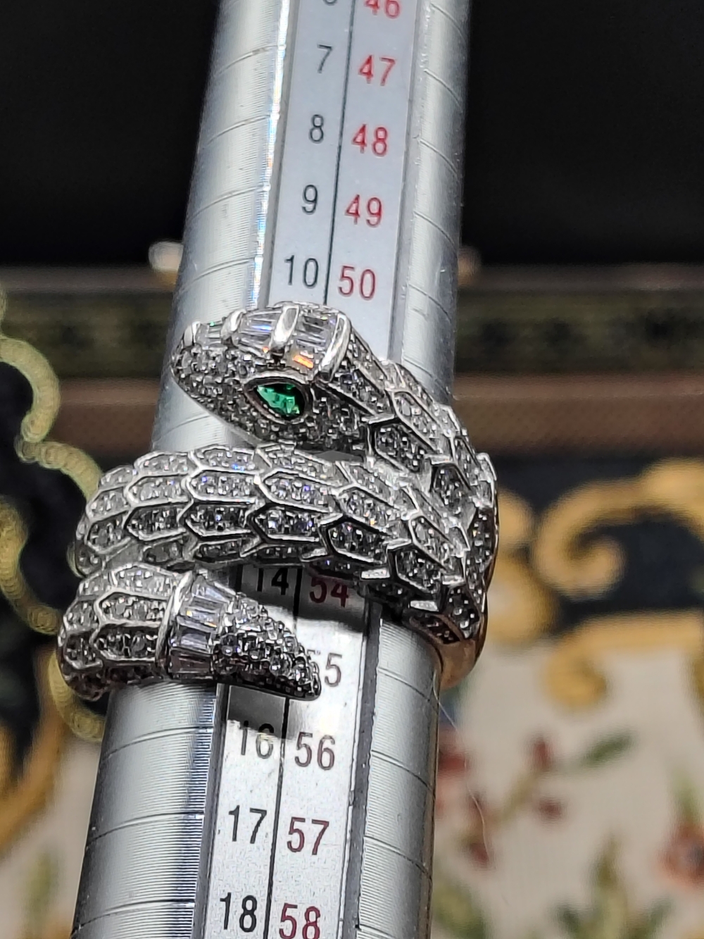 925 Serpent Rhinestone Statement Ring FZN